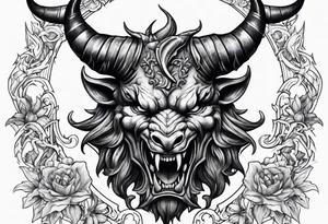 Horned Devil fighting tattoo idea