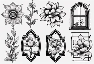 flower in a window tattoo idea