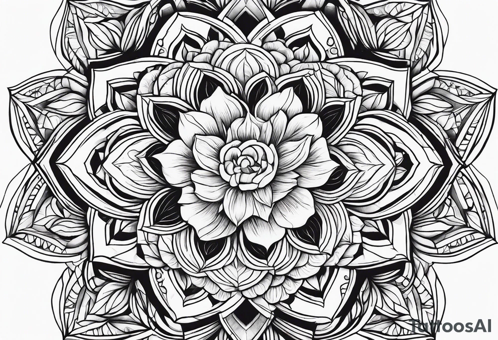 floral geometric shaped into a point tattoo idea