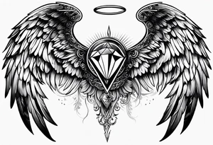 Angel wings with diamond tattoo idea