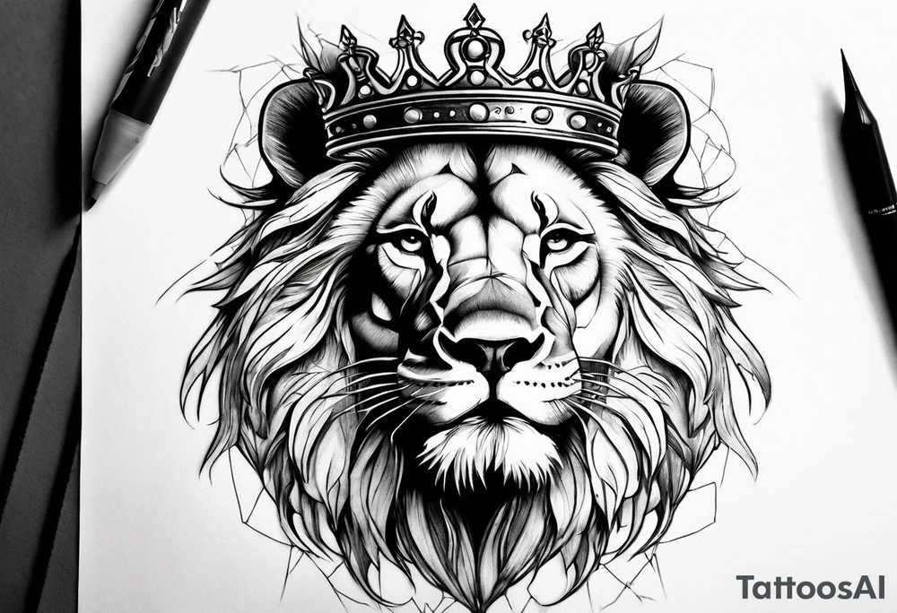 Lion with the crown of thorns tattoo idea