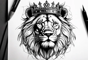 Lion with the crown of thorns tattoo idea