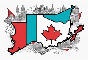 Merger of Trinidad & Tobago and Canada maps and coat of arms tattoo idea