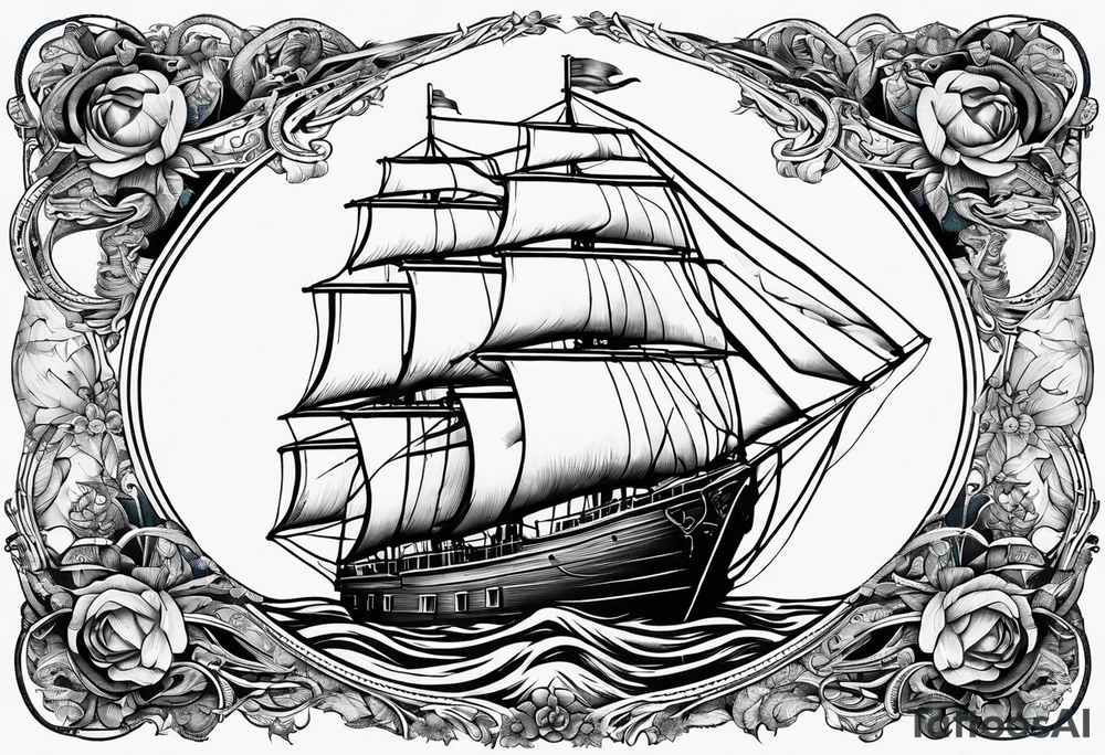 bateau, phare maritime, phoenix,    lune bleu. tattoo idea