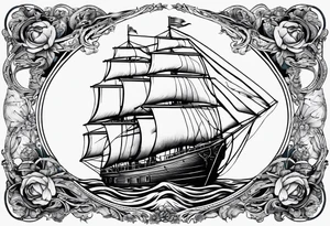 bateau, phare maritime, phoenix,    lune bleu. tattoo idea