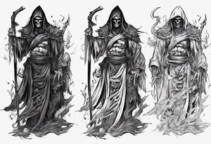 asian warrior who is alsoo  a grim reaper tattoo idea