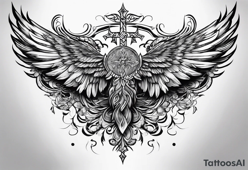 wings with upsidedown cross between the wings tattoo idea wings with upsidedown cross between the wings tattoo idea