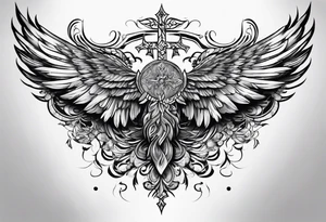 wings with upsidedown cross between the wings tattoo idea