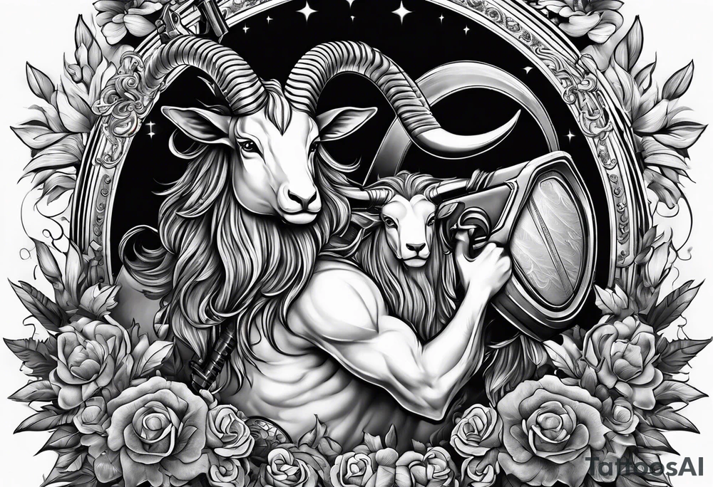 capricorn with a shotgun tattoo idea