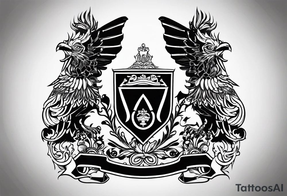 family crest with Whidbey Island, Cambodia, Scotland, Ghana, Liberia, Haiti tattoo idea