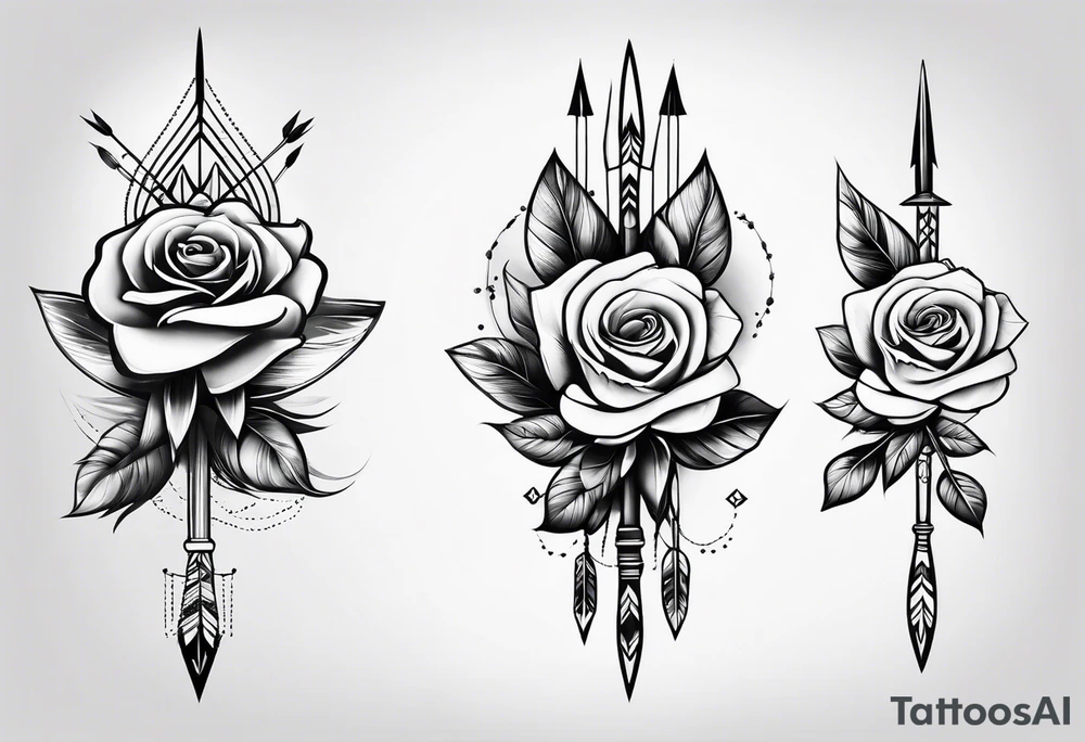 five Indian arrows going through a single rose on a forearm tattoo idea five Indian arrows going through a single rose on a forearm tattoo idea