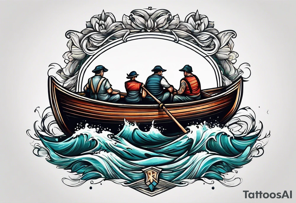 row boat with 18 rowers tattoo idea