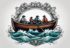 row boat with 18 rowers tattoo idea