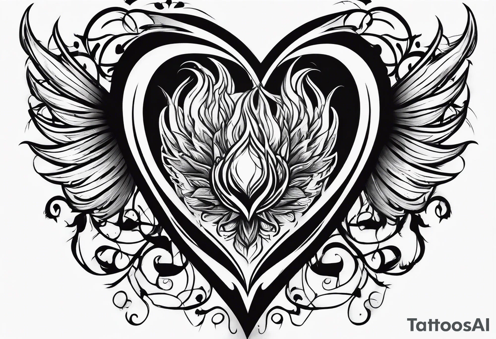 heart on fire tattoo idea