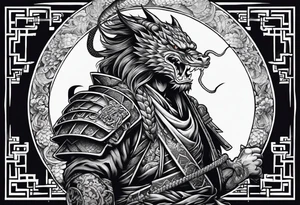 Japanese samurai -style tattoo with snake demons tattoo idea