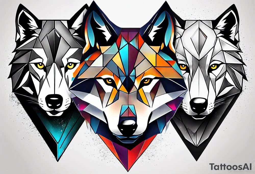 Three triangles. First triangle: Wolf. Second triangle: Snow. Third triangle: Thor, terrible. tattoo idea