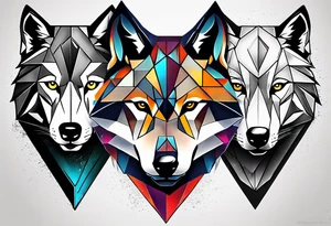 Three triangles. First triangle: Wolf. Second triangle: Snow. Third triangle: Thor, terrible. tattoo idea