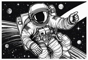 Astronaut floating in space without a helmet tattoo idea
