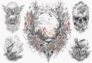 Full Back tattoo fine line with nature and some
Colors tattoo idea