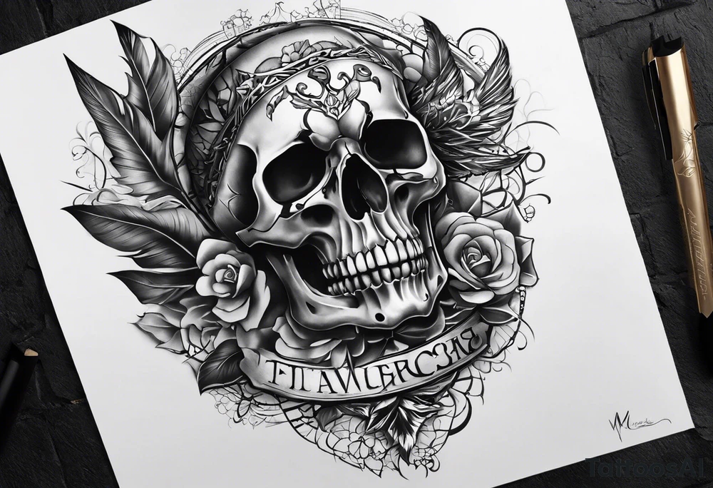 Unique tattoo design featuring a skull with a muzzle that appears to be releasing or breaking free from its constraints. The design should be intricate, with detailed shading and textures to give it a realistic look. The skull should be positioned on the neck, with the muzzle facing upwards, as if it's emerging from the skin. I'd like the design to be bold and eye-catching, with a mix of dark and light colors to create a striking contrast. tattoo idea