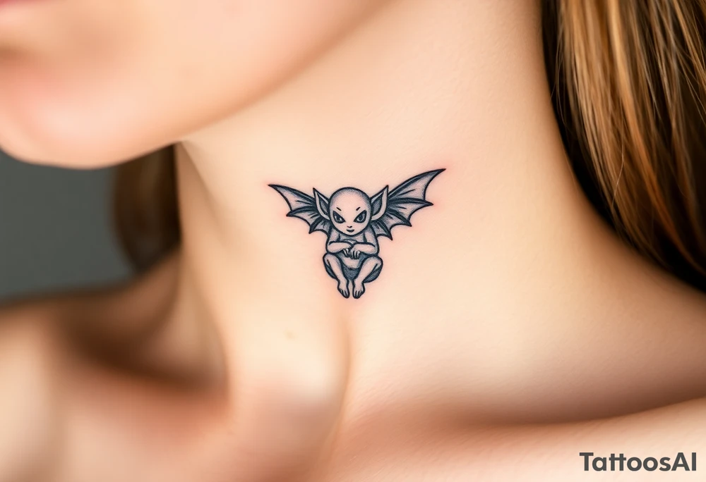 Tiny goblin with wings tattoo idea
