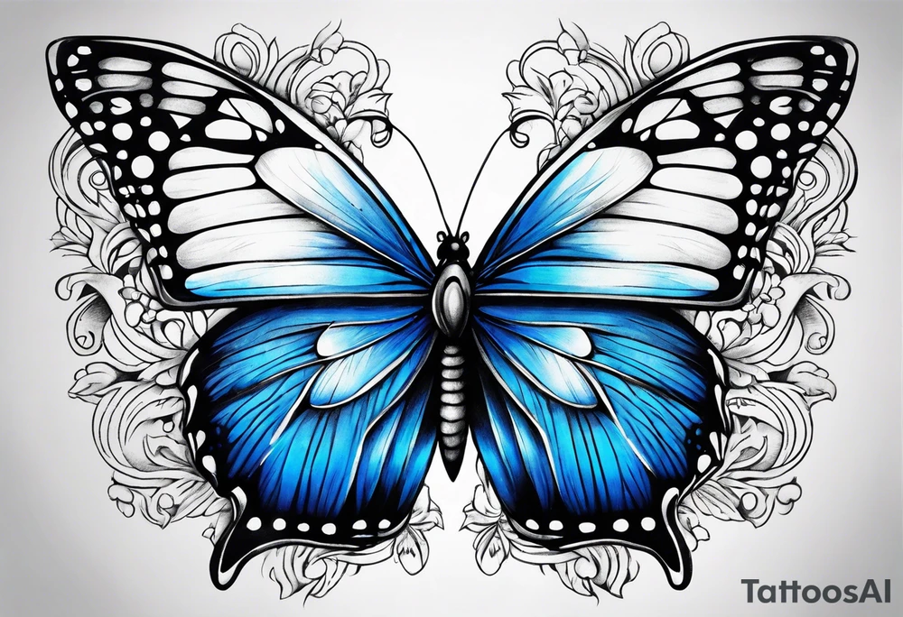 Blue butterfly tattoo idea
