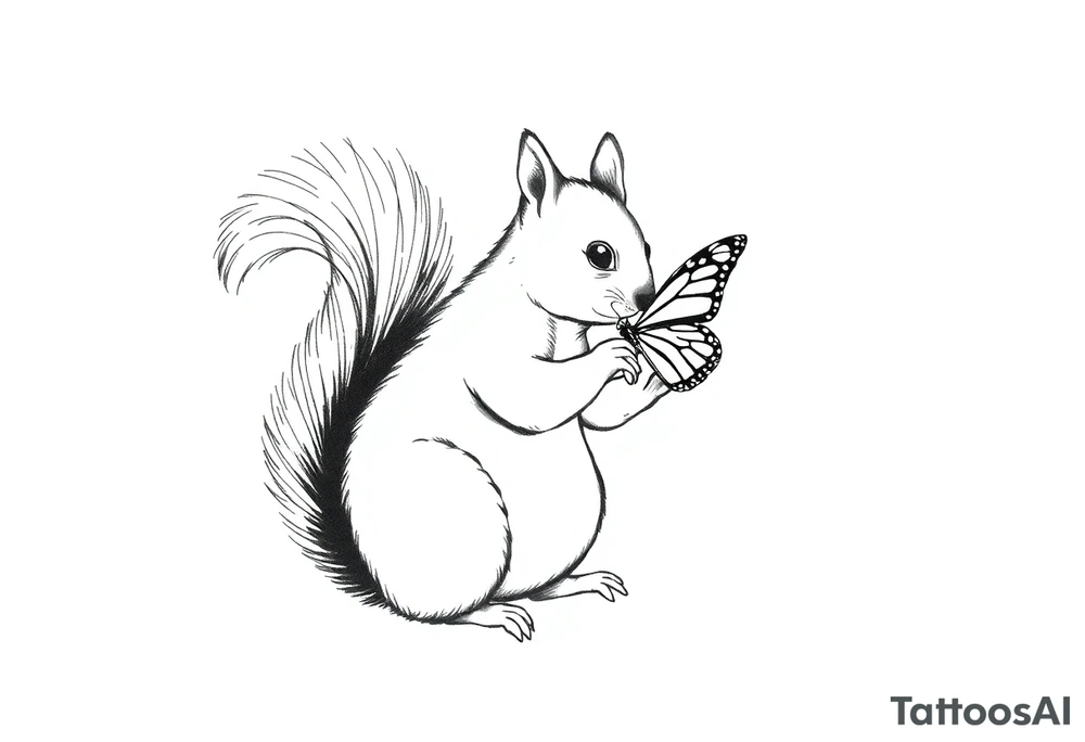 Squirrel holding butterfly tattoo idea