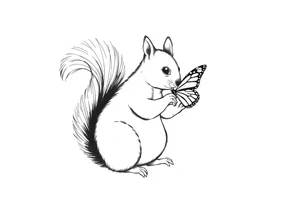 Squirrel holding butterfly tattoo idea