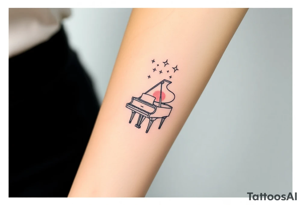 grand piano under stars tattoo idea