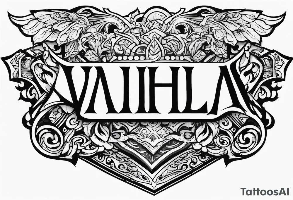 Valhalla sword shield fire tattoo idea