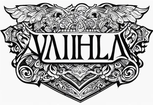 Valhalla sword shield fire tattoo idea