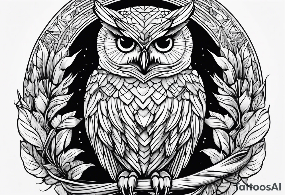 an owl with a corn snake in its claw tattoo idea