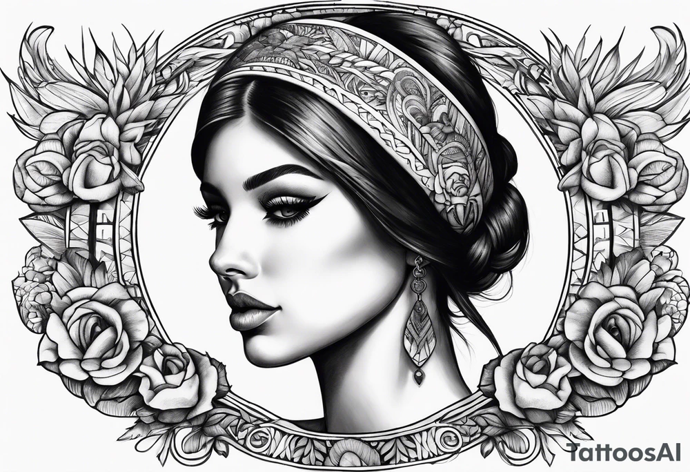 the letters A R in the middle of a headband tattoo idea
