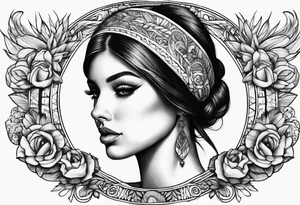 the letters A R in the middle of a headband tattoo idea
