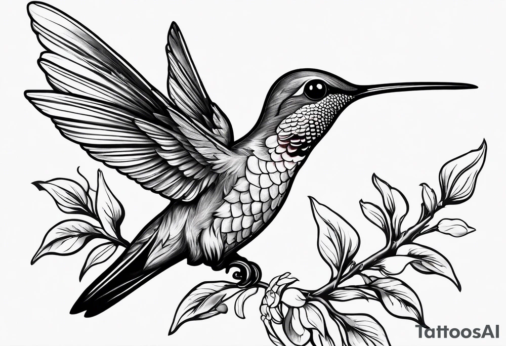 hummingbird and tree tattoo idea