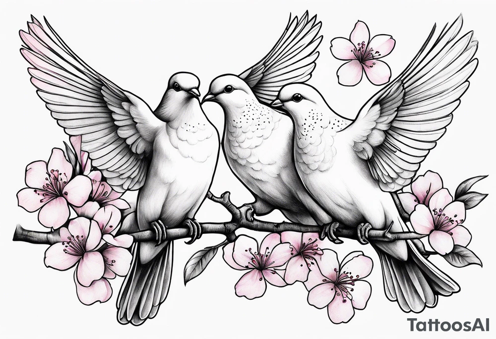 3 doves flying 
With a cherry blossom tattoo idea
