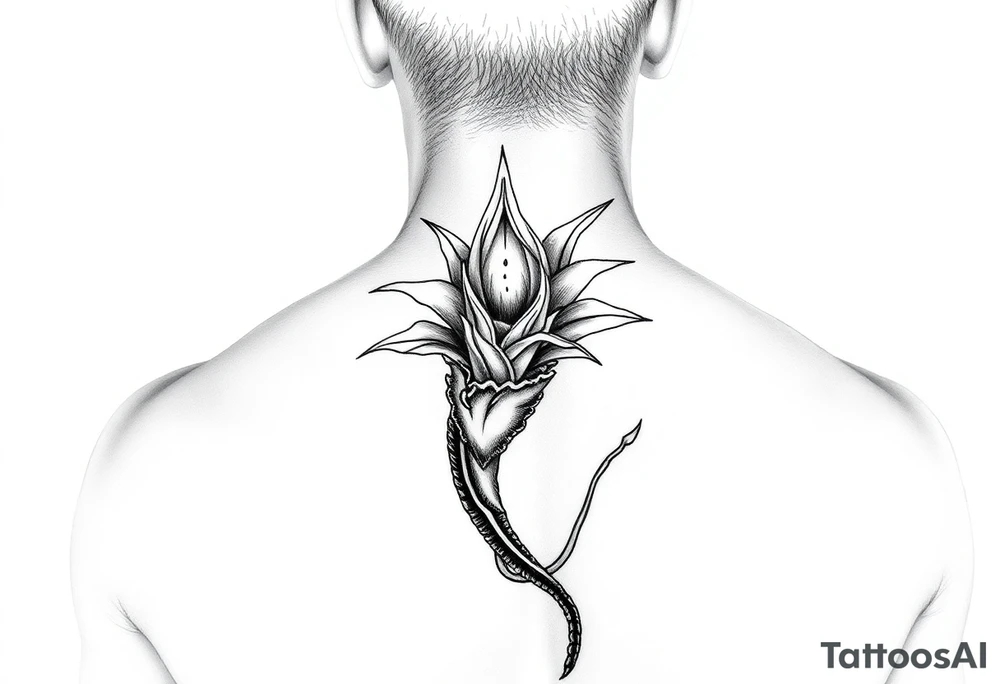 carnivorous plants neck, chest, back, and arm sleeves tattoo idea