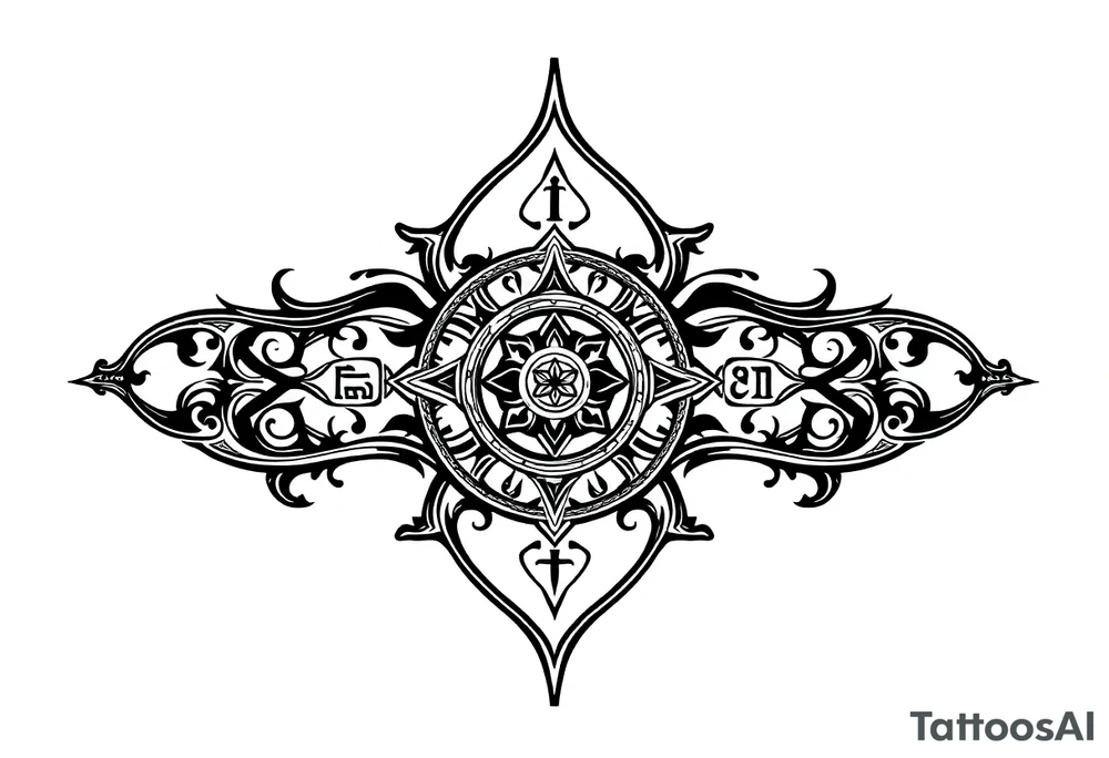 mytical shaman and witch ancient ornament with runes tattoo idea