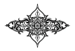 mytical shaman and witch ancient ornament with runes tattoo idea
