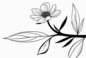 one very simple and no detailed waratha flower with stem in black and white, the few lines possible, fine-line, very minimalistic tattoo idea