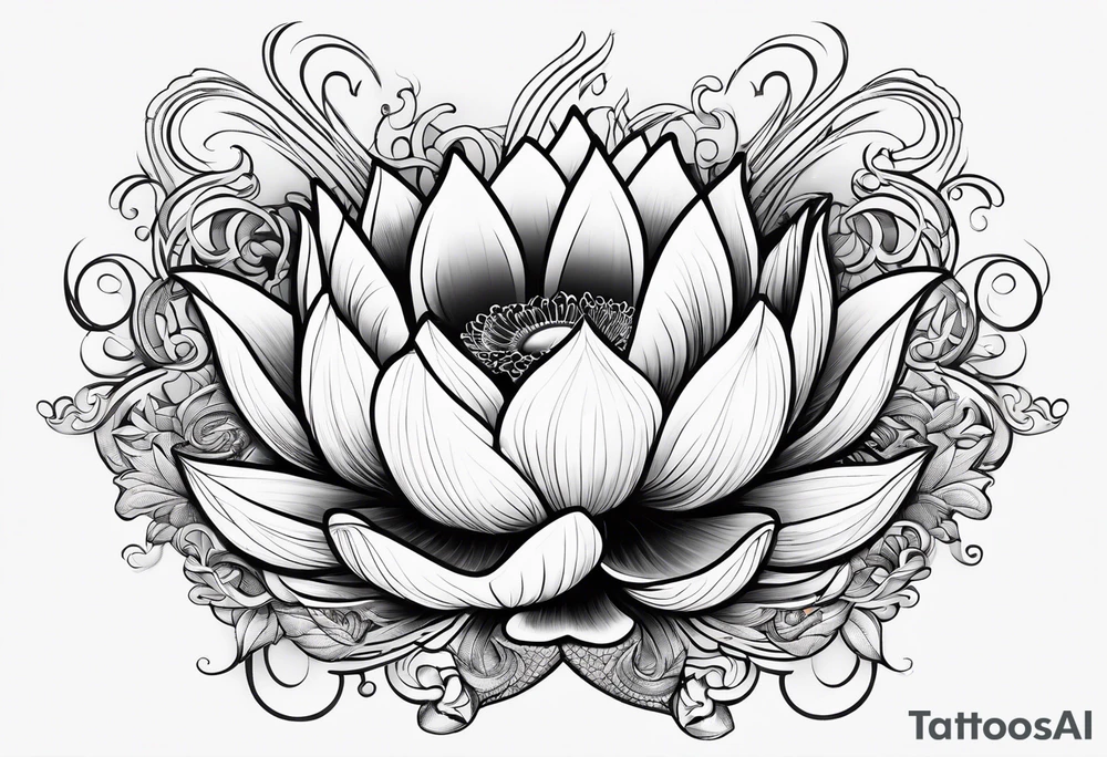 one tattoo that combines lotus flower, phoenix and helix tattoo idea