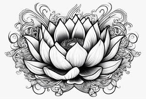 one tattoo that combines lotus flower, phoenix and helix tattoo idea