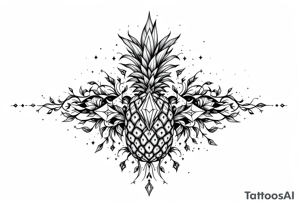 Majestic crown pineapple vagina anus diamonds tattoo idea