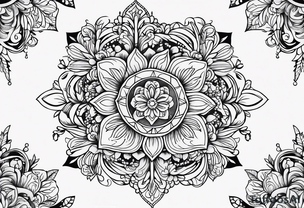 ornaments of flowers tattoo idea