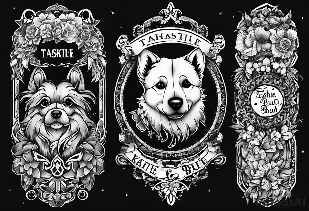 forearm tattoo lettering name of each of my dogs "Tasha Katie Kiera Zeke Pixie Bud Bear" tattoo idea