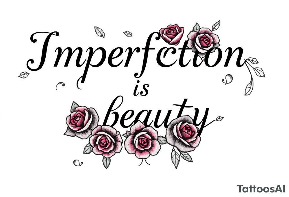 Imperfection is beauty in a scroll with roses tattoo idea