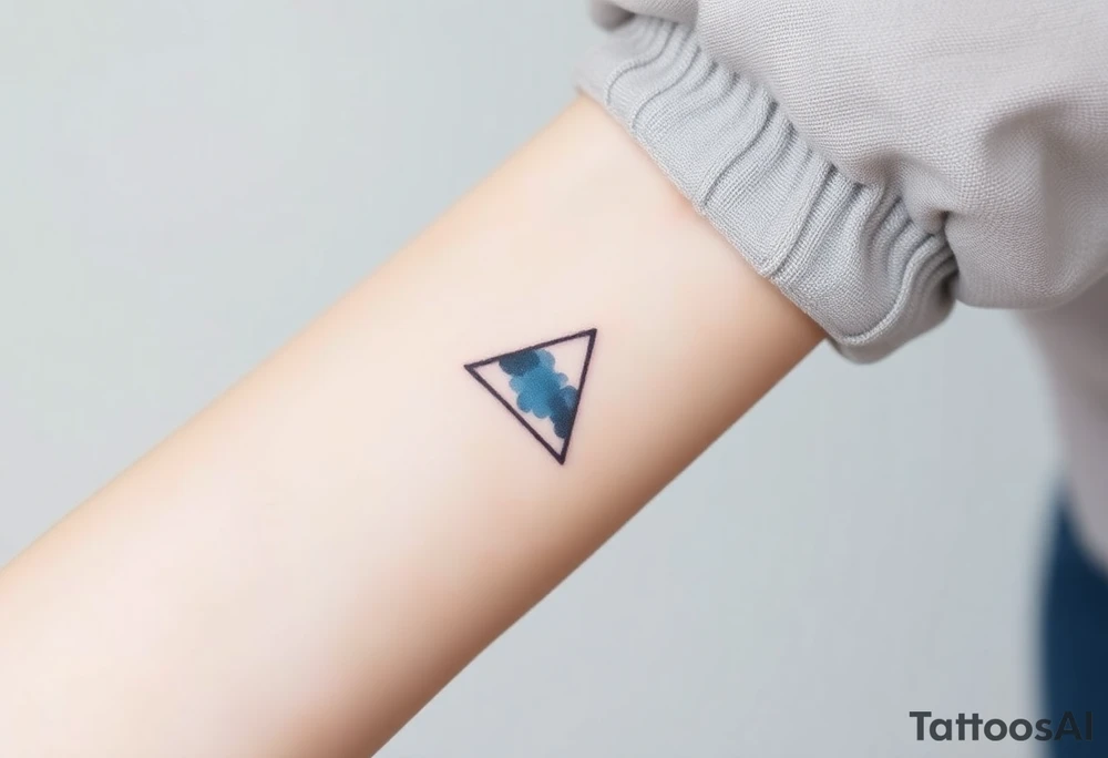 Design a very small (max 2x2 cm) tattoo for the inner wrist that subtly symbolizes lesbian identity. It should be minimal and delicate — possibly fine line or soft color. The design must be discreet yet meaningful, not instantly recognizable as LGBTQ but with layered symbolism. Think of subtle elements like intertwined female symbols, abstract sapphic references, or a hidden double meaning through nature (e.g. flowers, moons, triangles). Avoid clichés or bold pride imagery. Keep it elegant, wearable, and intimate. Something with a triangle tattoo idea