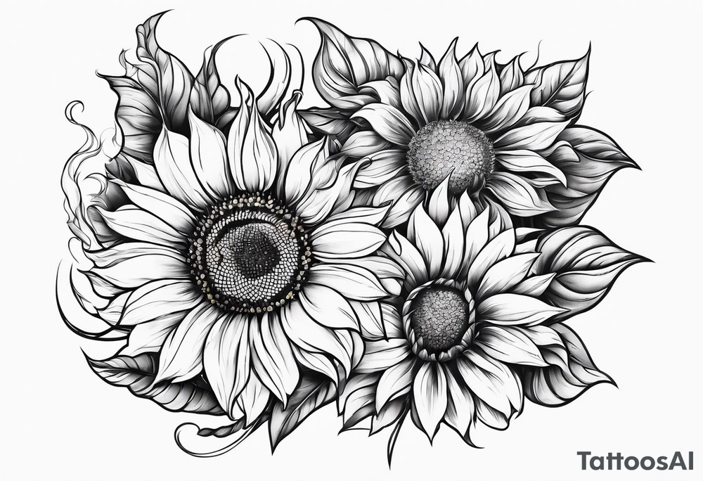 Flower fire and a sunflower tattoo idea