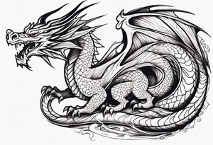 Fine like dragon wrapping around the back of knee not that scary and not going all the way around the knee not very detailed tattoo idea