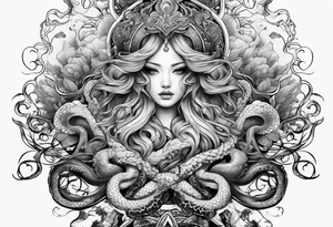 natural real entwined tentacles triangle tattoo idea